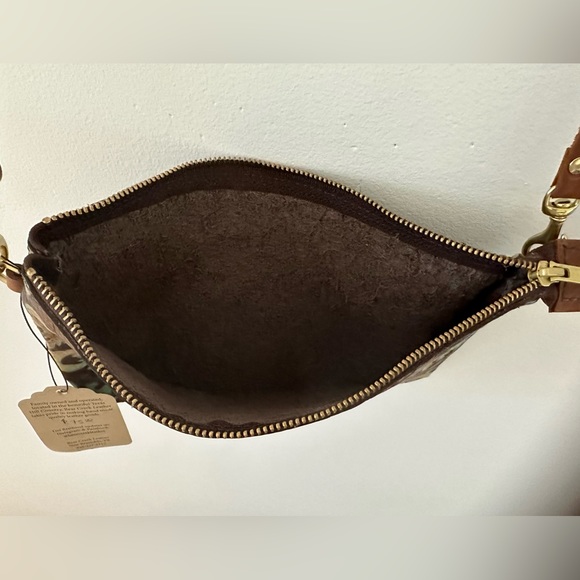 Small Leather Bag, King Kaleidoscope Turquoise Brown. - Picture 6 of 7